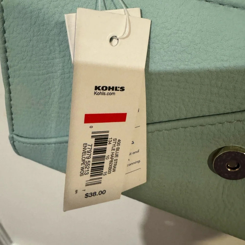 Apt 9 RFID Crossbody Wallet Mint Envelope Clutch NWT Woven Flap - Picture 6 of 6